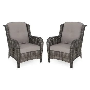 Set 2 fotolii pentru exterior Belham, 89x79x90 cm, otel/poliester, maro/gri imagine