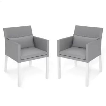 Set 2 fotolii pentru terasa/gradina Lisbon, 54x62x83, aluminiu, alb/gri imagine