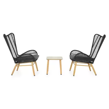 Set 2 fotolii si masuta pentru gradina/terasa Bodeh, otel, natur/negru/gri imagine