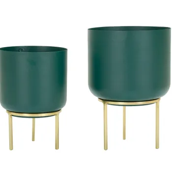 Set 2 ghivece Grent, Mauro Ferretti, 20x20x29 cm, fier, verde/auriu imagine