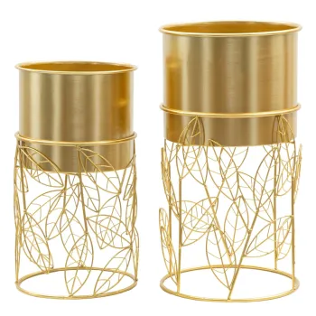 Set 2 ghivece Livi, Mauro Ferretti, 23x23x43 cm, fier, auriu imagine