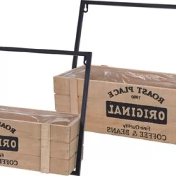 Set 2 ghivece Original, 40x13.5x28 cm/47.5x15.5x33.5 cm, metal/lemn imagine