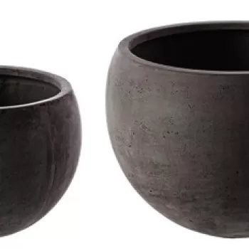 Set 2 ghivece pentru exterior Grey Spheric, Bizzotto, O50 x 40 cm, fibra de sticla si argila, gri imagine