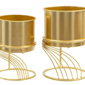 Set 2 ghivece Spirally, Mauro Ferretti, 23x23x35 cm, fier, auriu imagine