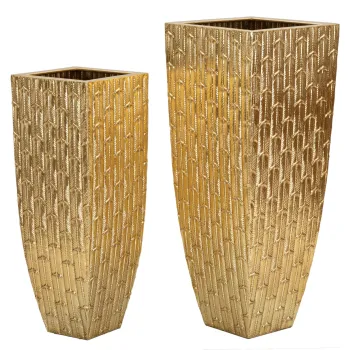 Set 2 ghivece / vase decorative Gliss, Mauro Ferretti, 40x40x99 cm, fier, auriu imagine