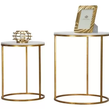 Set 2 masute de cafea, Simply Marble, Mauro Ferretti, fier, auriu imagine