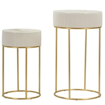 Set 2 masute inalte Wedding, Mauro Ferretti, 50x90 cm, 40x70 cm, lemn de pin/MDF/metal, crem/auriu imagine