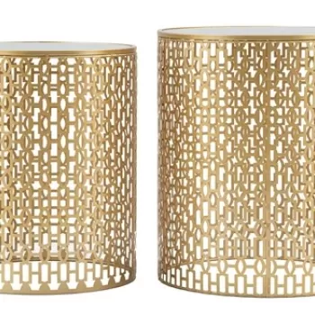 Set 2 masute Oblin, Mauro Ferretti, fier, auriu imagine