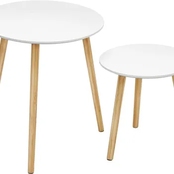 Set 2 masute Vasagle Scandinavian, 45x45x50 cm, PAL/lemn masiv de pin, alb/natural imagine