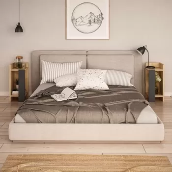 Set 2 noptiere Elos, Decortie, 25x27x60 cm, bej/antracit imagine