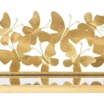 Set 2 noptiere suspendate Butterflies, Mauro Ferretti, 43x19.2x16.5 cm, fier, auriu imagine