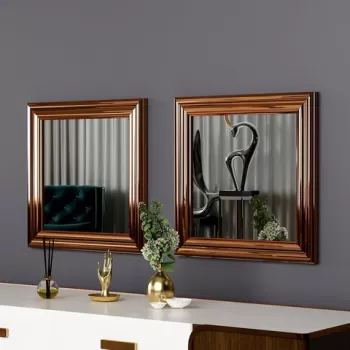 Set 2 oglinzi decorative, Siam, Bale, MDF , Bronz imagine
