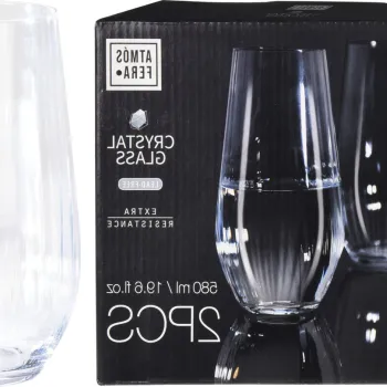 Set 2 pahare pentru apa, Excellent Houseware, 580 ml, 7x15.5 cm, cristal, transparent imagine