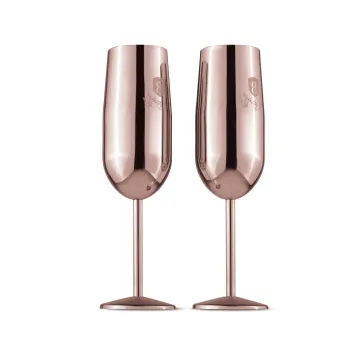 Set 2 pahare pentru sampanie Berlinger Haus, Taupe/Rose, 260 ml, inox 18/10, roz imagine