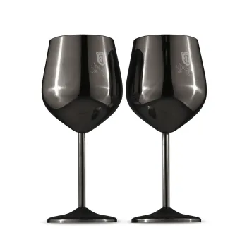Set 2 pahare pentru vin Berlinger Haus, Black Rose, 550 ml, inox 18/10, negru imagine