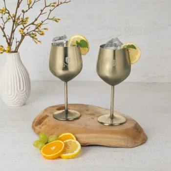 Set 2 pahare pentru vin Berlinger Haus, Sahara/Leonardo, 550 ml, inox 18/10, auriu imagine