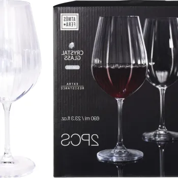Set 2 pahare pentru vin, Excellent Houseware, 690 ml, 9x24 cm, cristal, transparent imagine