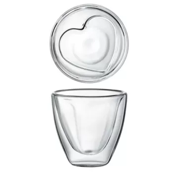 Set 2 pahare termorezistente Mia, Ambition, 150 ml, sticla, model inima imagine