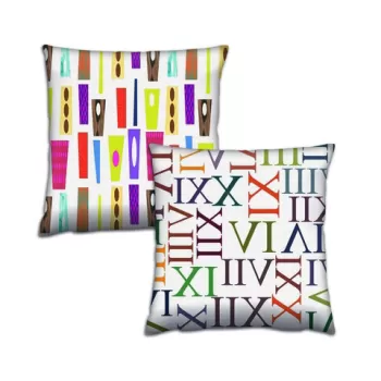 Set 2 perne decorative, AB-4680-4676, 50% Bumbac / 50% Poliester, Multicolor imagine