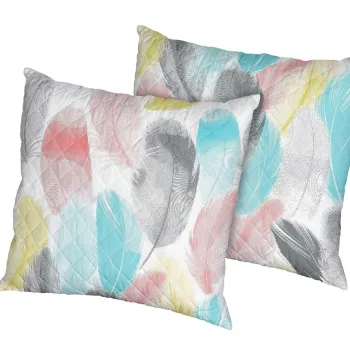 Set 2 perne Peacock, microfibra matlasata, 70x70 cm imagine