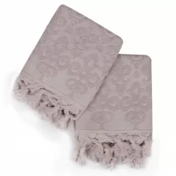 Set 2 prosoape de maini 50x90 cm, 100% bumbac, Saheser, Ba?lamal? Kilim Beige imagine