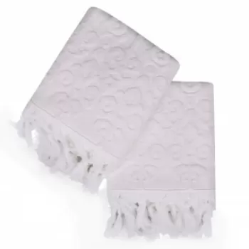 Set 2 prosoape de maini 50x90 cm, 100% bumbac, Saheser, Ba?lamal? Kilim White imagine