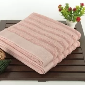 Set 2 prosoape de maini 50x90 cm, 100% bumbac, Saheser, Bombeli Dusty Rose, roz imagine