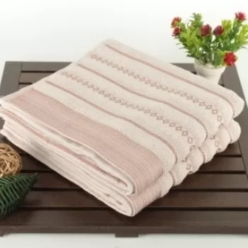 Set 2 prosoape de maini 50x90 cm, 100% bumbac, Saheser, Bombeli Pink imagine