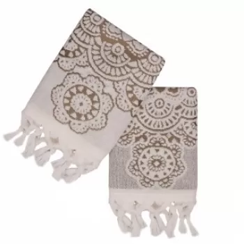 Set 2 prosoape de maini 50x90 cm, 100% bumbac, Saheser, Marcello Brown imagine