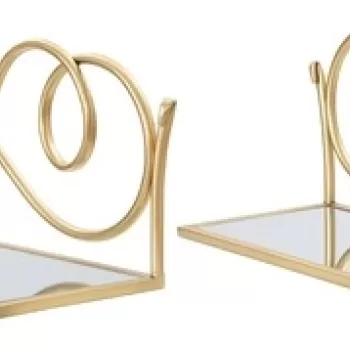 Set 2 rafturi pentru pat / noptiere, Mauro Ferretti, 41.5x18x20.5 cm, fier/oglinda, auriu imagine