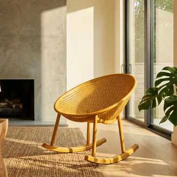 Set 2 scaune balansoar, Mauro Ferretti, Ibiza, 66x88x80 cm, plastic, mustar imagine