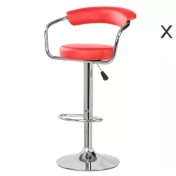 Set 2 scaune bar, Bedora Round, piele ecologica, rosu imagine