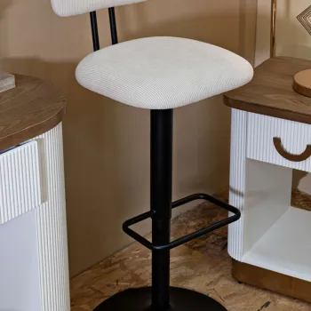 Set 2 scaune de bar Lift High White, Mauro Ferretti, 41x47.5x85 cm, inaltime ajustabila, fier/poliester, negru/alb imagine