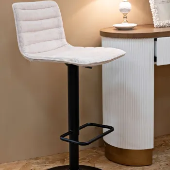 Set 2 scaune de bar Lift High White, Mauro Ferretti, 43x49.5x85.5 cm, inaltime ajustabila, fier/poliester, negru/alb imagine