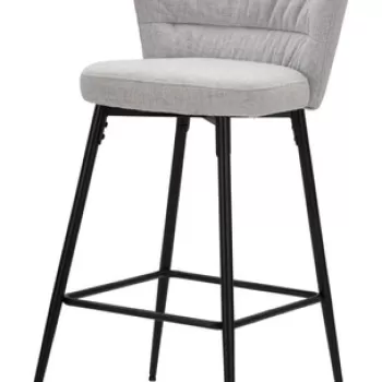 Set 2 scaune de bar, Losanna, Mauro Ferretti, 52 x 59 x 108 cm, placaj/metal/textil, gri/negru imagine