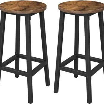 Set 2 scaune de bar Vasagle, 32x65 cm, PAL/otel, maro rustic imagine
