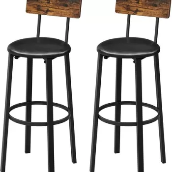 Set 2 scaune de bar, Vasagle, 39 x 39 x 100 cm, PAL/otel, maro rustic imagine