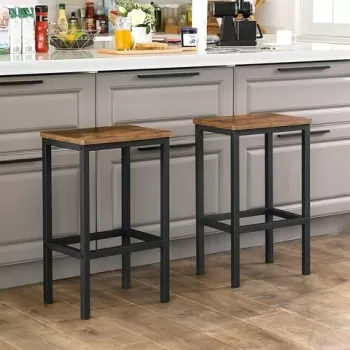 Set 2 scaune de bar, Vasagle, 40 x 30 x 65 cm, otel/PAL, maro rustic imagine