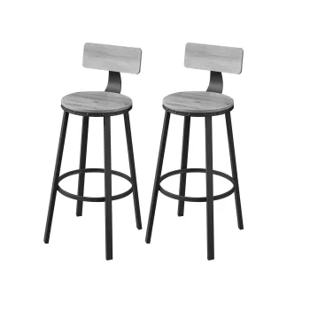 Set 2 scaune de bar, Vasagle, Industrial, 54x99 cm, PAL/otel, gri imagine