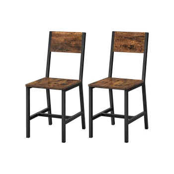 Set 2 scaune de bucatarie, Vasagle, 36x46.6x87.1 cm, PAL/otel, maro/negru imagine