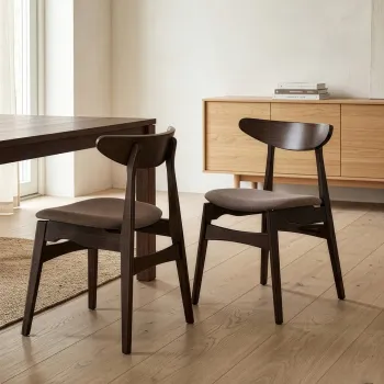 Set 2 scaune Eroso, Homla, 48x55.5x74.8 cm, lemn/poliester, maro inchis/bej imagine