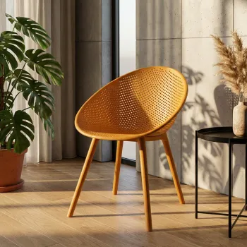 Set 2 scaune, Mauro Ferretti, Ibiza, 59x59x83 cm, plastic, mustar imagine