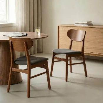Set 2 scaune Nergu, Homla, 46x54.2x80 cm, lemn/poliester, maro/gri imagine