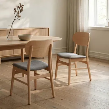 Set 2 scaune Nergu, Homla, 46x54.2x80 cm, lemn/poliester, natur/gri imagine