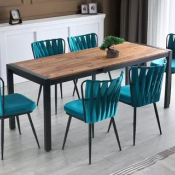 Set 2 scaune, Nmobb, Kusakli 158, 43 x 82 x 43 cm, metal, negru/bleu imagine