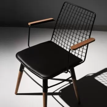 Set 2 scaune, Nmobb, Trend 961, 43 x 82 x 39 cm, metal/piele, negru/maro imagine