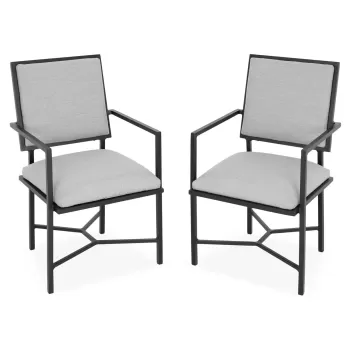 Set 2 scaune pentru exterior Evie, 59x50x90 cm, aluminiu, negru/gri imagine