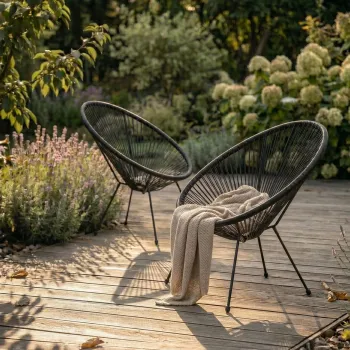 Set 2 scaune pentru terasa/gradina Acapulco Fiesta, Homla, 70x73x80 cm, metal/plastic, negru imagine