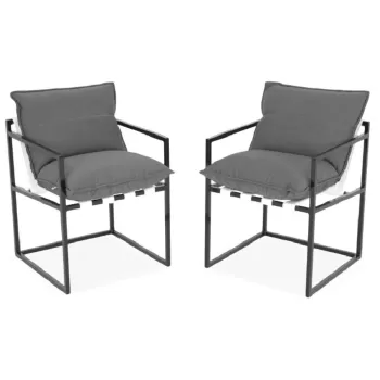 Set 2 scaune pentru tesara/gradina Reef, 56x56x70 cm, aluminiu, negru/gri imagine