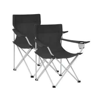 Set 2 scaune pliabile pentru camping si gradina, Songmics, max 150 kg, 84x52x81 cm, otel/tesatura Oxford, negru imagine